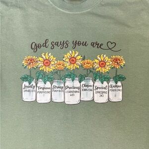 Green Women’s Shirt with Sunflower Design